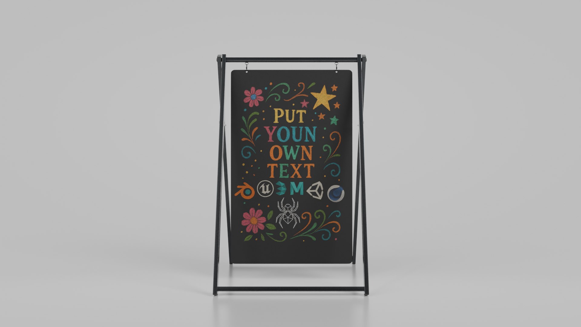 3D Customizable Double Sided Swinging Steel Chalkboard Sign https://p.turbosquid.com/ts-thumb/pS/ZaX4Pj/8Q/r_3/png/1746458981/1920x1080/fit_q87/39c2195aa4b713599584abbf3e88963709271930/r_3.jpg