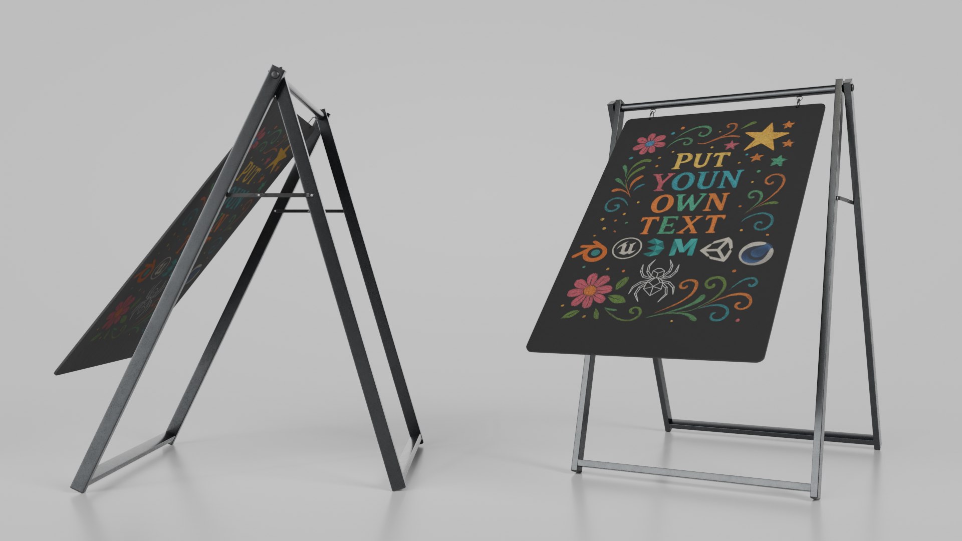 3D Customizable Double Sided Swinging Steel Chalkboard Sign https://p.turbosquid.com/ts-thumb/pS/ZaX4Pj/Is/r_7/png/1746458987/1920x1080/fit_q87/a27b8ee9038b5e4fa66075d5025ec33cd204d4e3/r_7.jpg