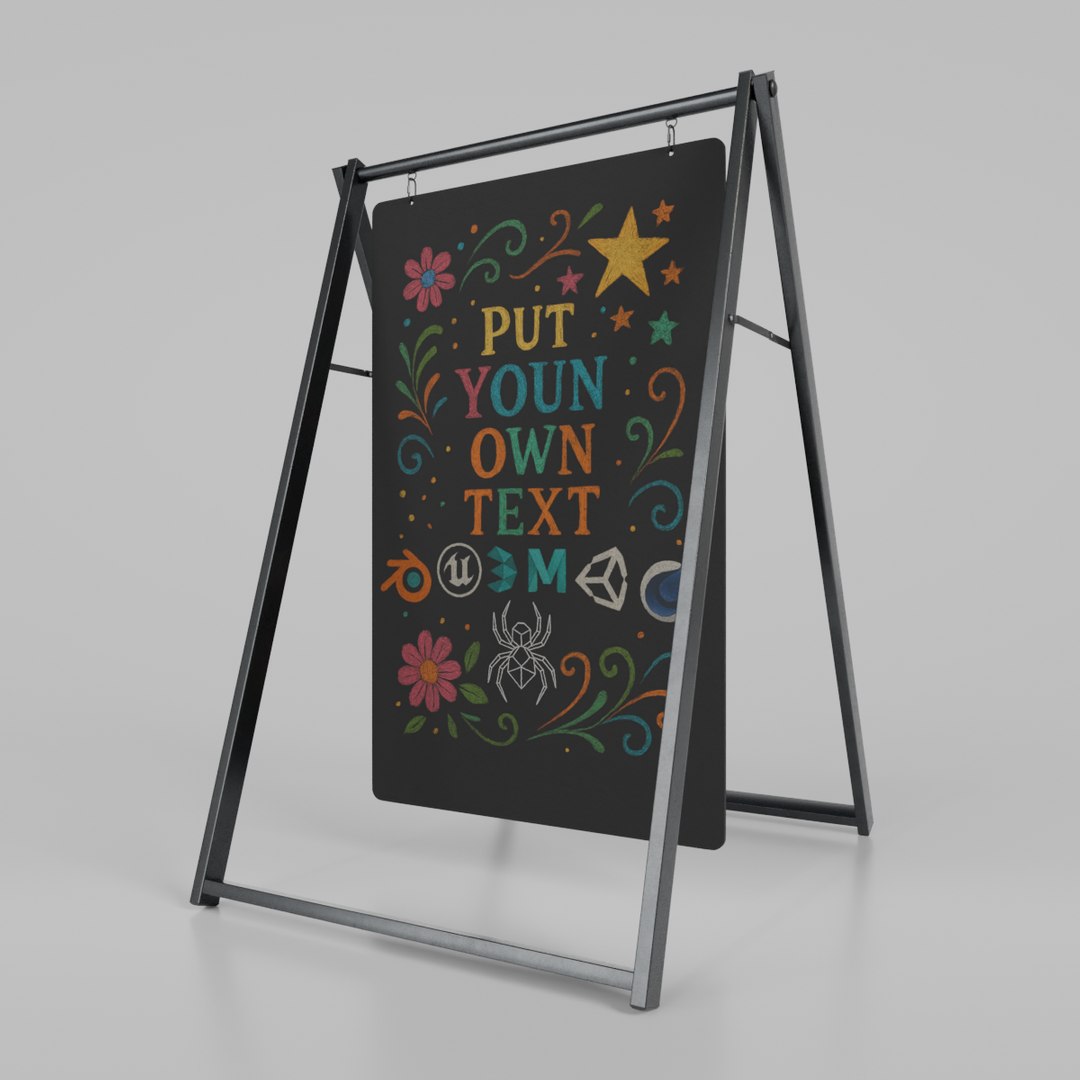 3D Customizable Double Sided Swinging Steel Chalkboard Sign https://p.turbosquid.com/ts-thumb/pS/ZaX4Pj/bl/th_3/png/1746458993/1920x1080/fit_q87/0ec4d1959bd4f2abcce050d6ca42dc12785c2fe4/th_3.jpg