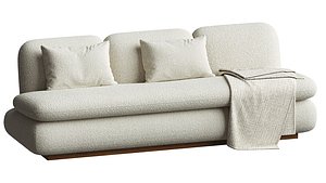 3D model Modern Drama White Boucle Pouf Sofa