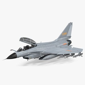 Chinese Military J-10 Fighter Jet Tandem Seated Rigged for Cinema 4D 3D model