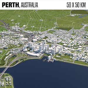 Perth Australia 50x50km 3D City Map