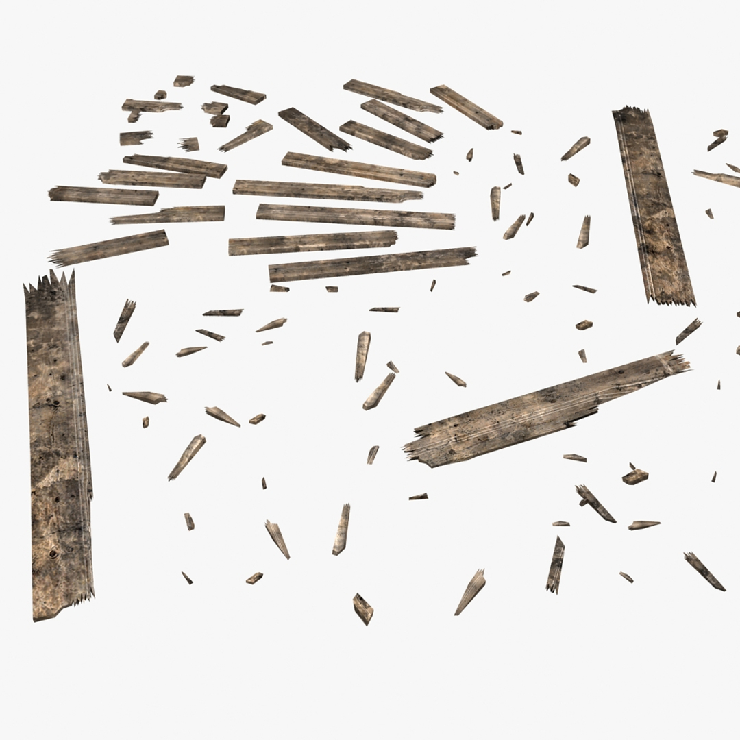 3d model damaged wooden planks