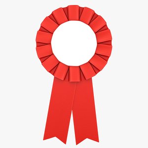 3D model realistic award ribbon red