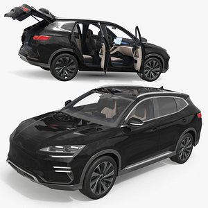 Panoramic Roof Electric SUV Black Rigged for Maya