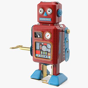 3D Tin Toy Retro Robot Rigged for Maya