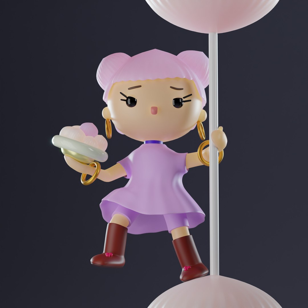 Marshmallow Girl Rigged Character Model TurboSquid 2033772