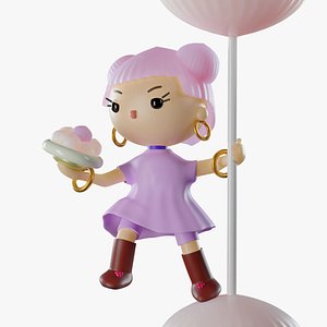 Marshmallow Girl rigged character model