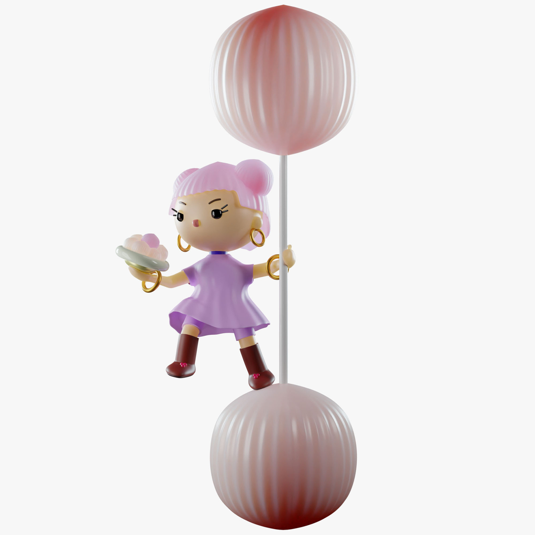 Marshmallow Girl Rigged Character Model TurboSquid 2033772