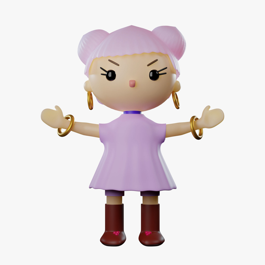 Marshmallow Girl Rigged Character Model TurboSquid 2033772