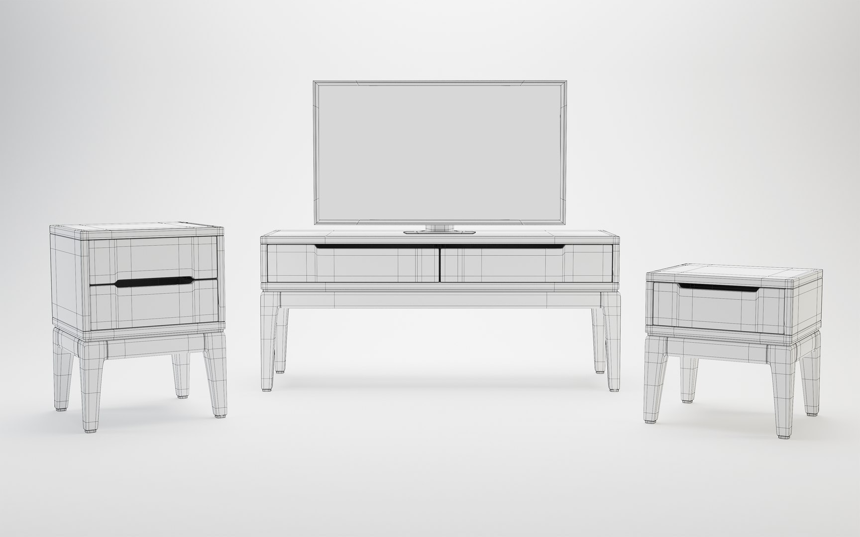 Bedside Tables With Smart TV 3D - TurboSquid 2203377