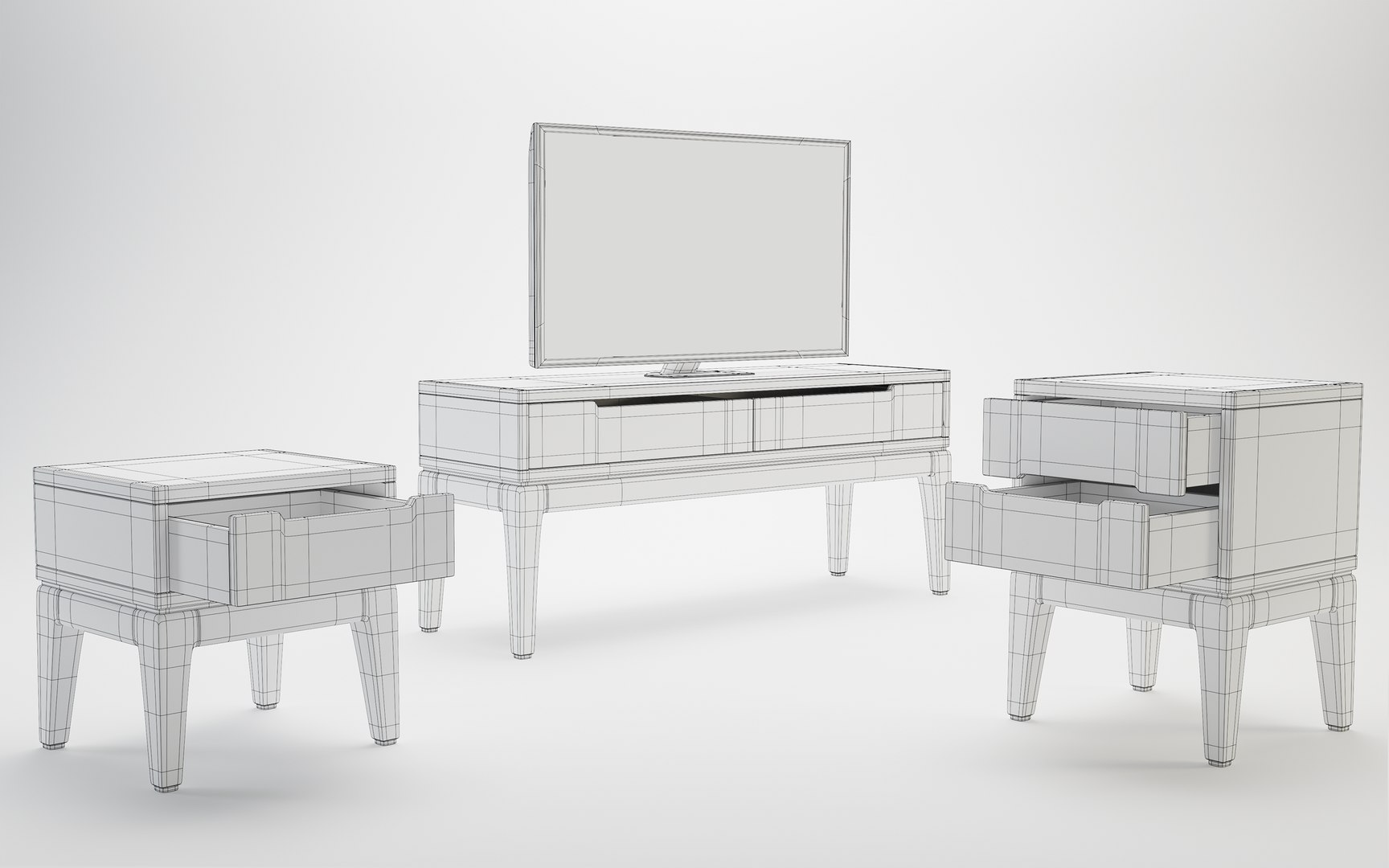 Bedside Tables With Smart TV 3D - TurboSquid 2203377