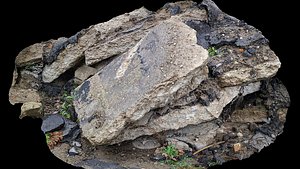 concrete ruins debris big cracks photogrammetry 3D model