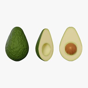 3D Avocado - Cut with seed Low-poly model