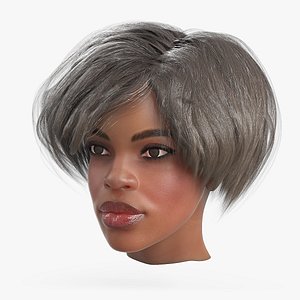 Afro American Woman Head with Short Black Hair 3D model
