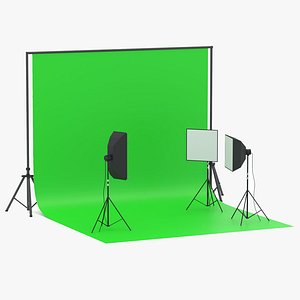 3D Photo Studio Softbox with Green Screen