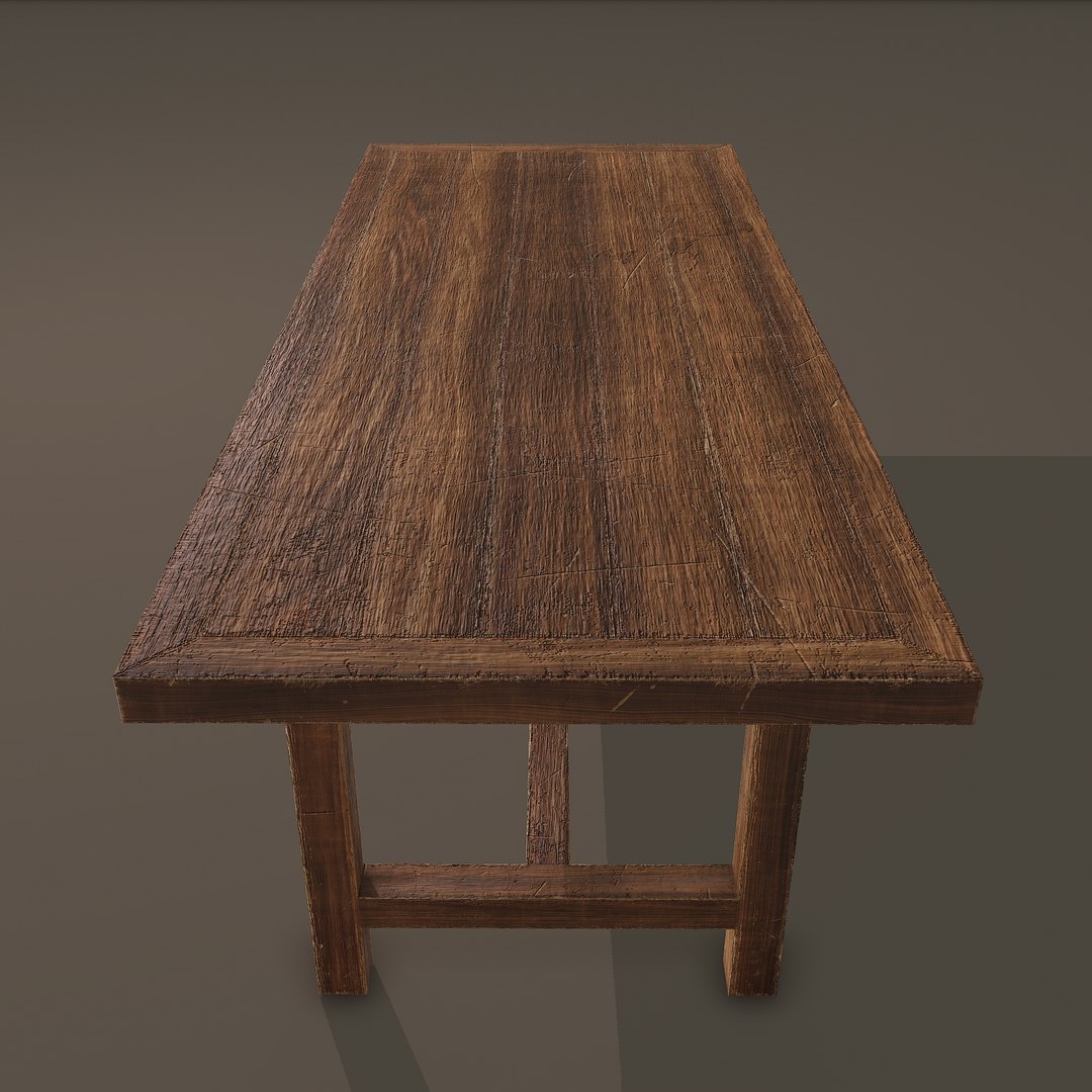Long Wood Table 3D Model - TurboSquid 1435977