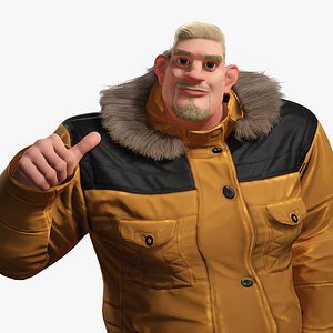 Stylized Cold Weather Big Man in Puffer Coat Winter