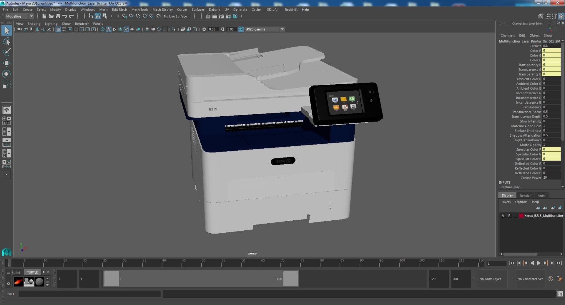 Xerox B215 Multifunction Laser Printer Power ON 3D model TurboSquid
