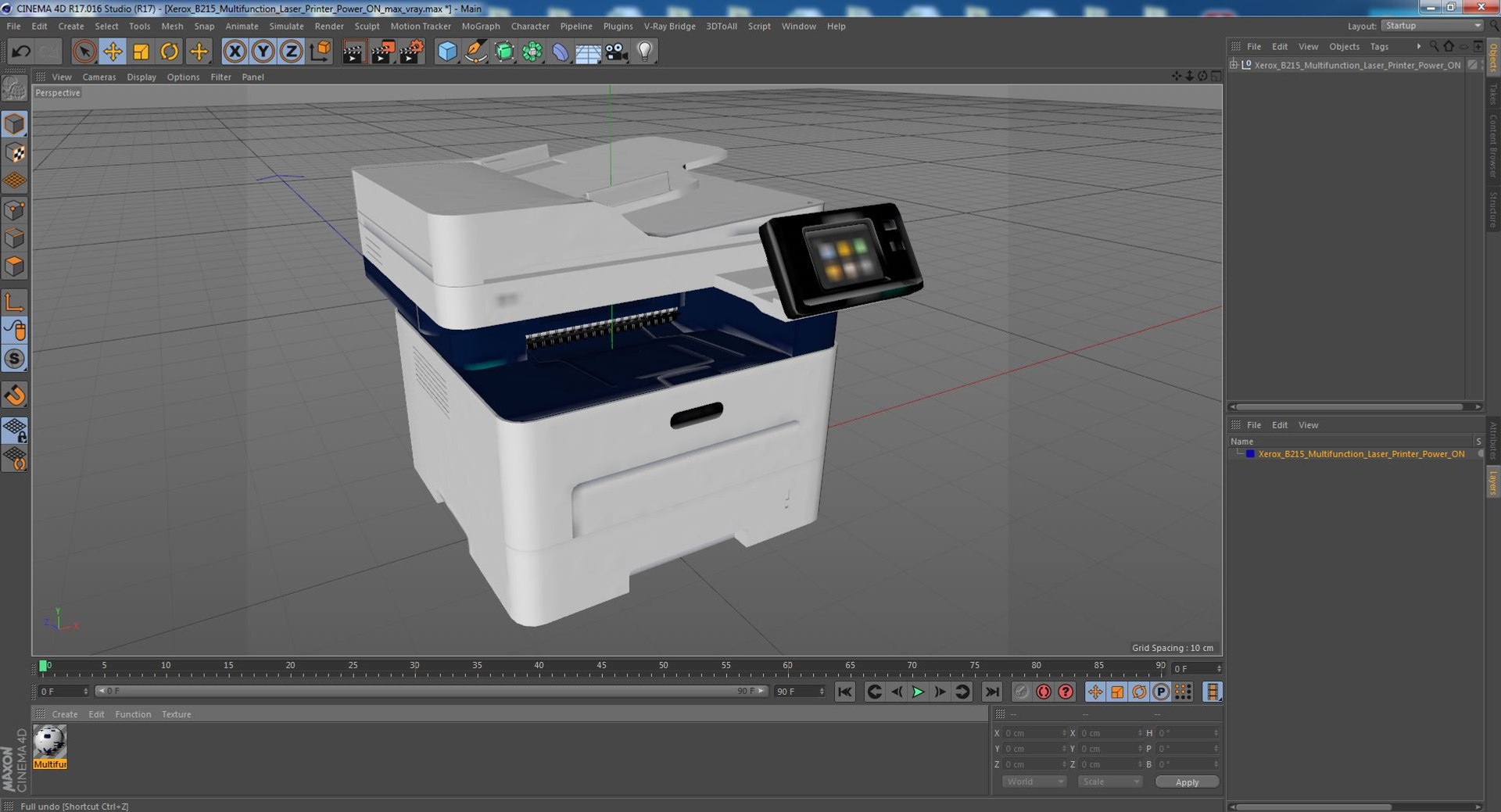 Xerox B215 Multifunction Laser Printer Power ON 3D model TurboSquid