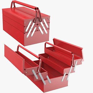 3D Detailed Red Toolbox Opened And Closed model