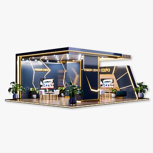 3D Minimal Modern Expo Booth Design Blender 3D Model Low-poly 3D model