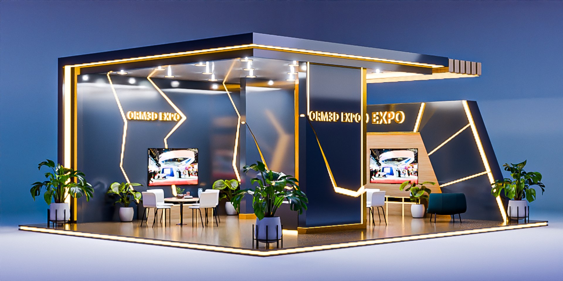 3D Minimal Modern Expo Booth Design Blender 3D Model Low-poly 3D Model ...