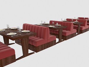 set dining table restaurant 3D