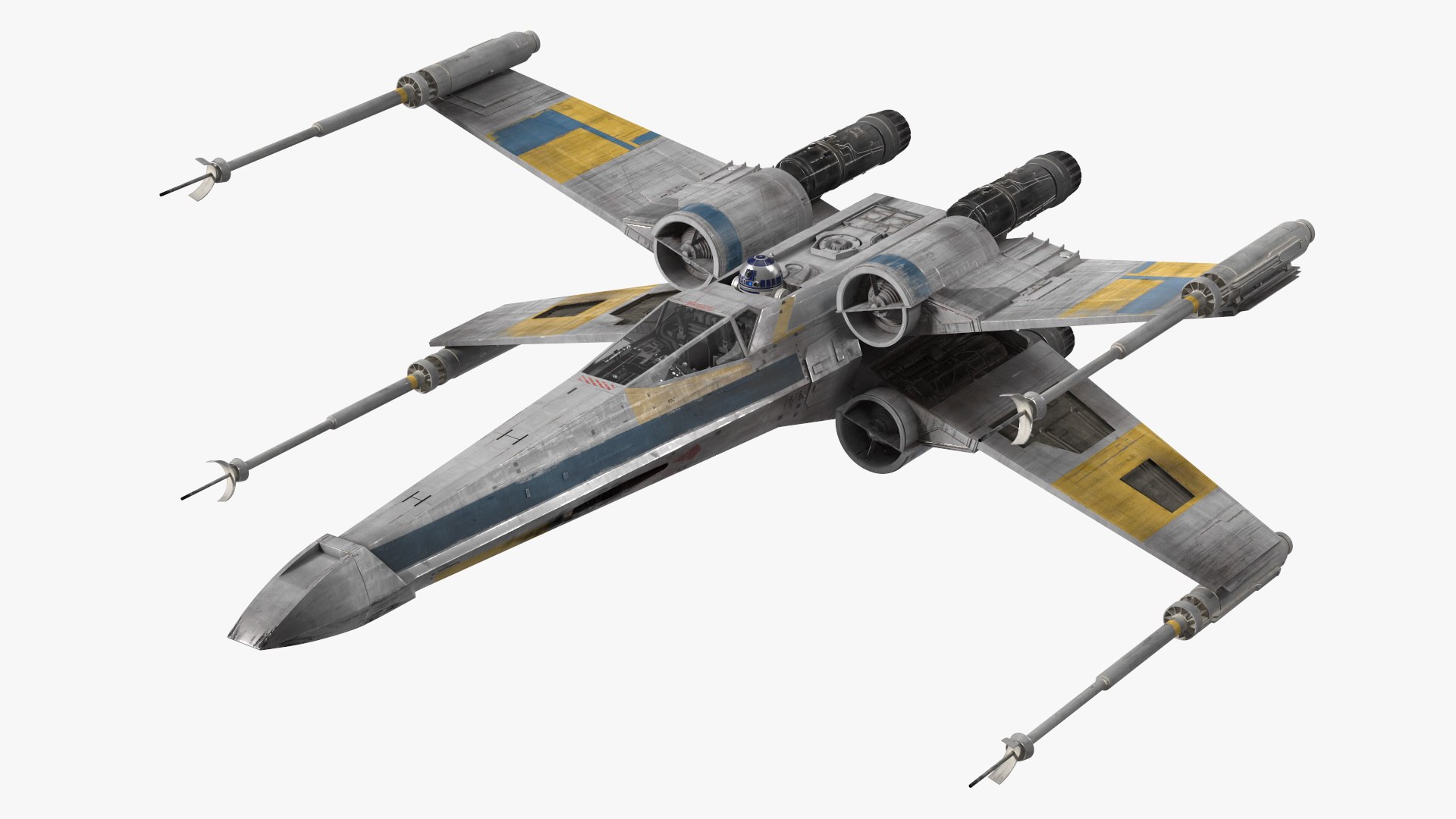3D model Space Fighter X-Wing Starship with R2-D2 Rigged for Maya https://p.turbosquid.com/ts-thumb/pU/RWTZ84/cr/spacefighterxwingstarshipwithr2d2riggedformayavray3dmodel015/jpg/1729029249/1920x1080/fit_q87/962760d57a01d2f8d8c9d8006450084c6a872e22/spacefighterxwingstarshipwithr2d2riggedformayavray3dmodel015.jpg