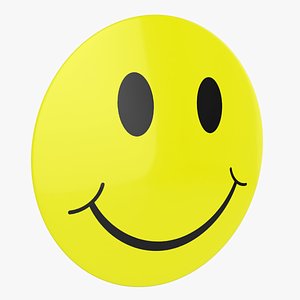 3D model smiley emoticon flair pin