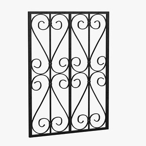 Wrought iron window grille 3D model