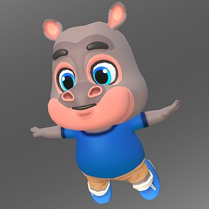 Hippo Animated Rigged model