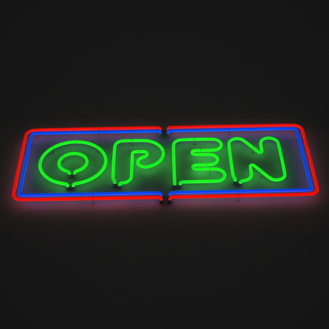 3d Open Sign Neon Model