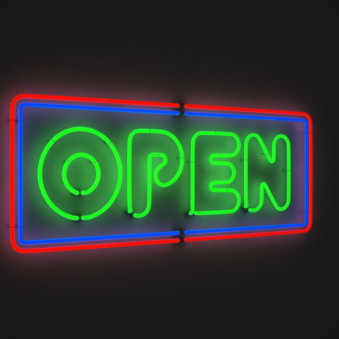 3d Open Sign Neon Model