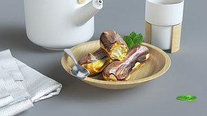 3D Kitchen set with eclairs
