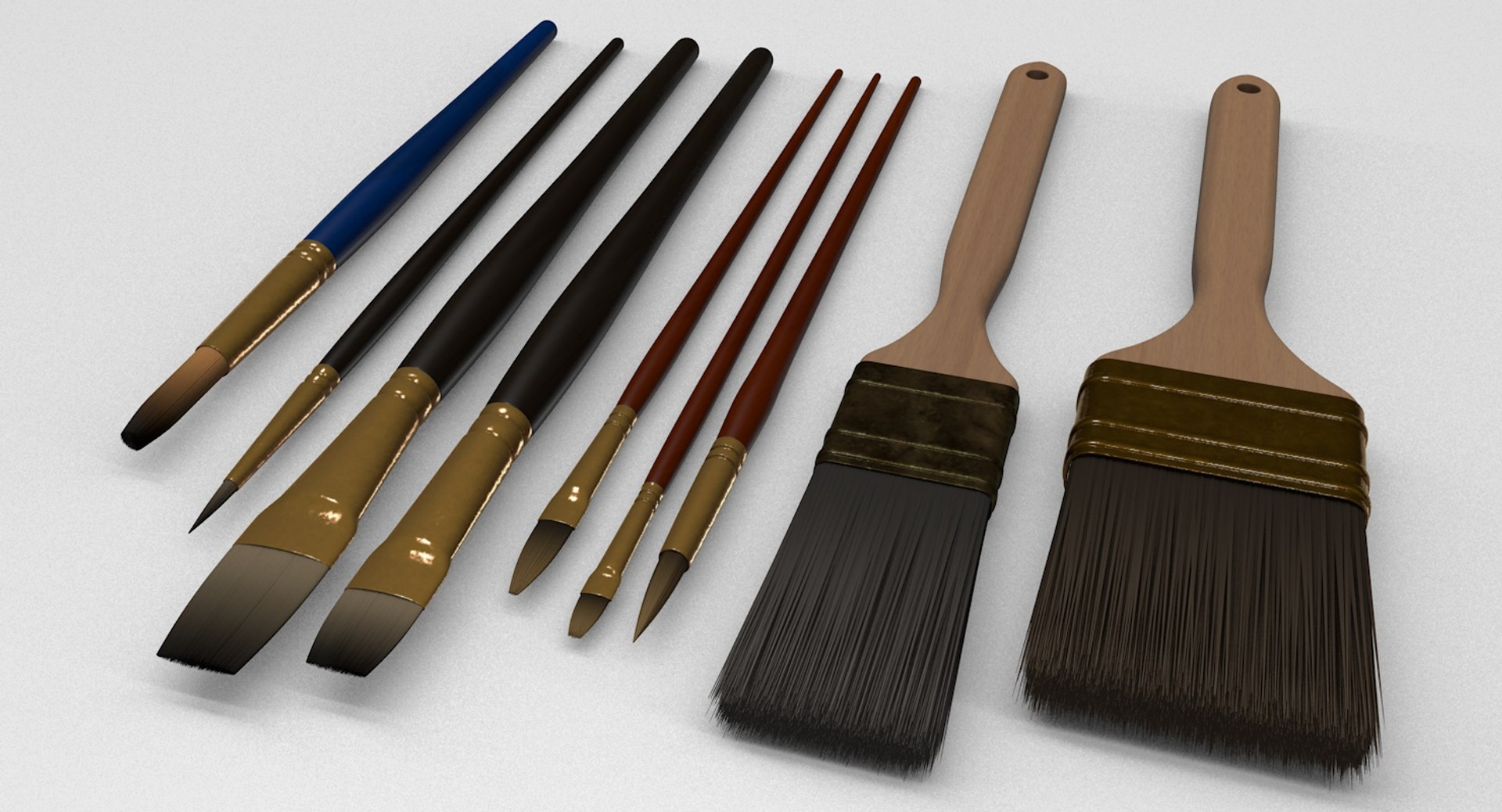 Paint Brush Set 3D - TurboSquid 1189192