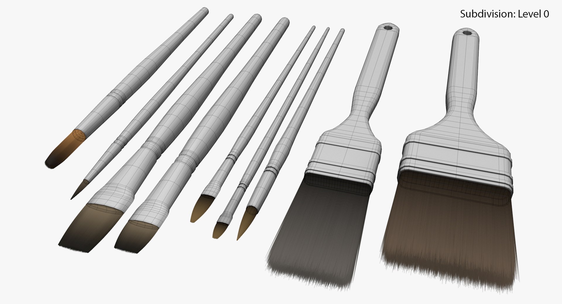 Paint Brush Set 3D - TurboSquid 1189192