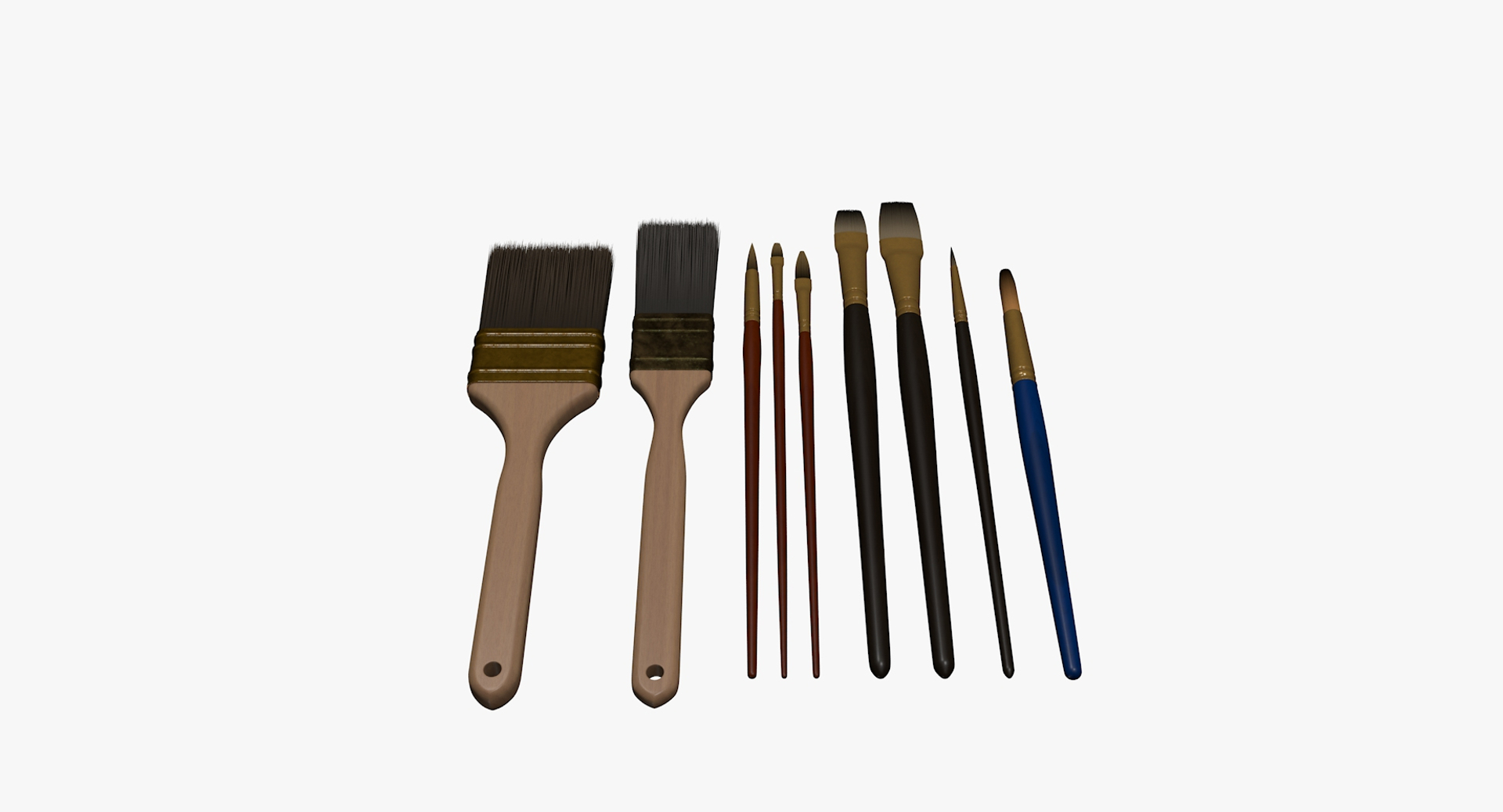 Paint Brush Set 3D - TurboSquid 1189192