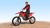 Full Rigged Rider with Motorbike Model