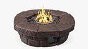 Round Stone Gas Fire Pit Table with Flame