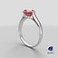 3D Asscher Cut Ruby On Silver Wedding Ring V01