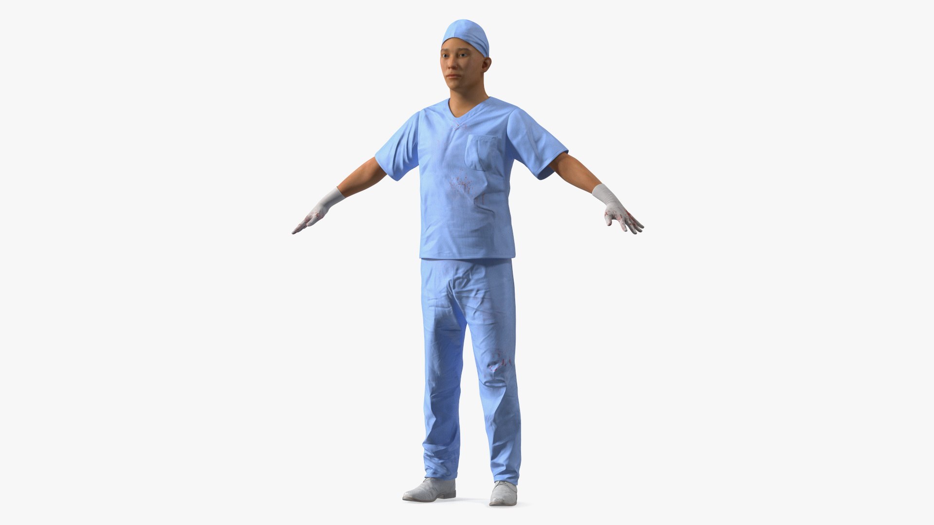 Asian Doctor wearing Gloves Stained Blood 3D model - TurboSquid 2139316