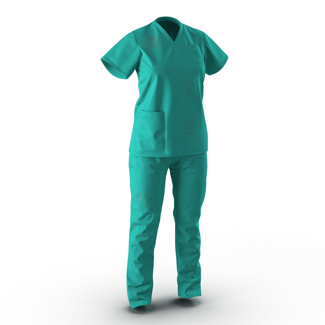 Female Surgeon Dress 8 with Blood 3D Model 3D model preview
