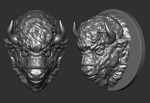 Bison angry head 3D
