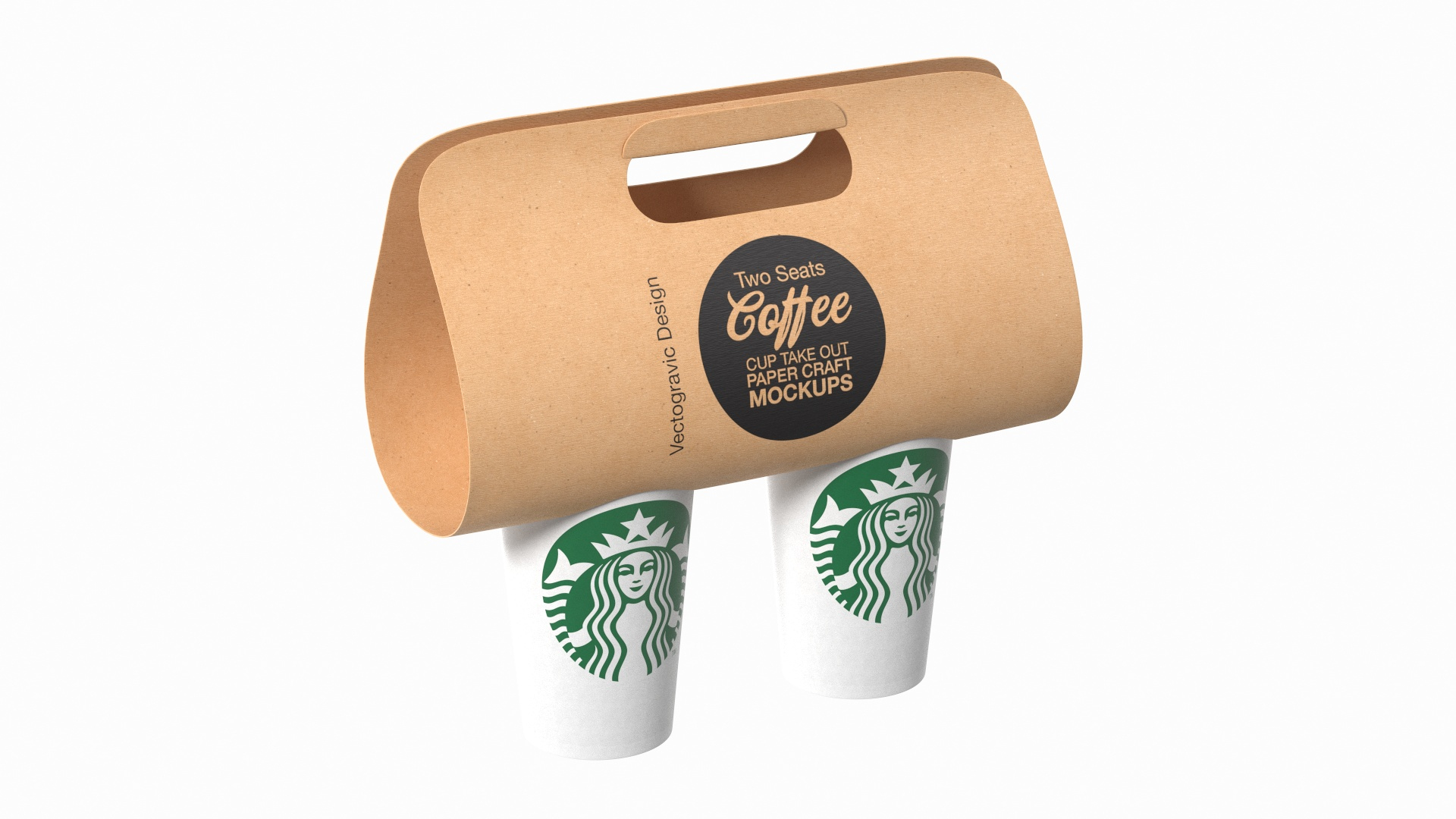 3D Two Coffee Cups In Kraft Paper Cup Carrier - TurboSquid 1967524