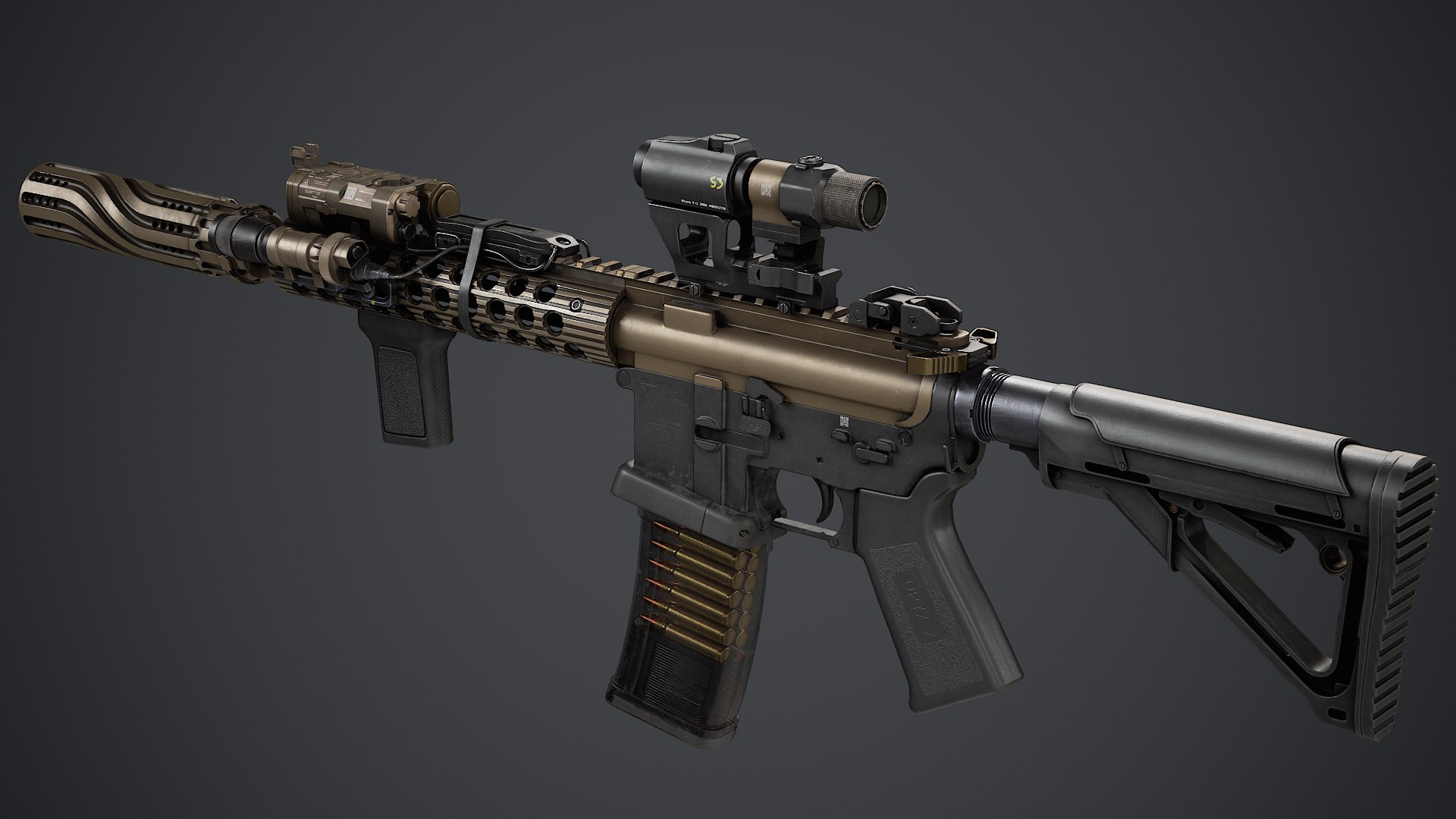 Custom AR-15 Assault Rifle - PBR Texture Model - TurboSquid 2446817