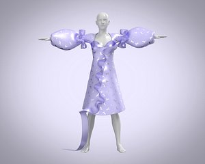 Ladies Puffy Party Dress With Genesis 8 3D model