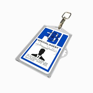 FBI Card in Lanyard - Agent Pass - With textures - 3D Asset model