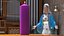 Lit Dome Top Altar Pillar Candle Purple