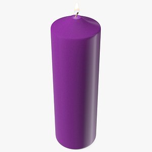 Lit Dome Top Altar Pillar Candle Purple